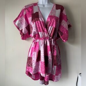 Pink Bandana Print Patchwork romper
